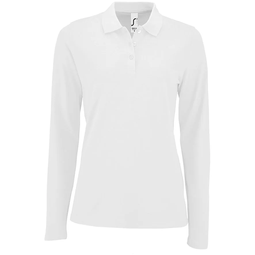 Рубашка поло женская с длинным рукавом Perfect LSL Women белая, размер M