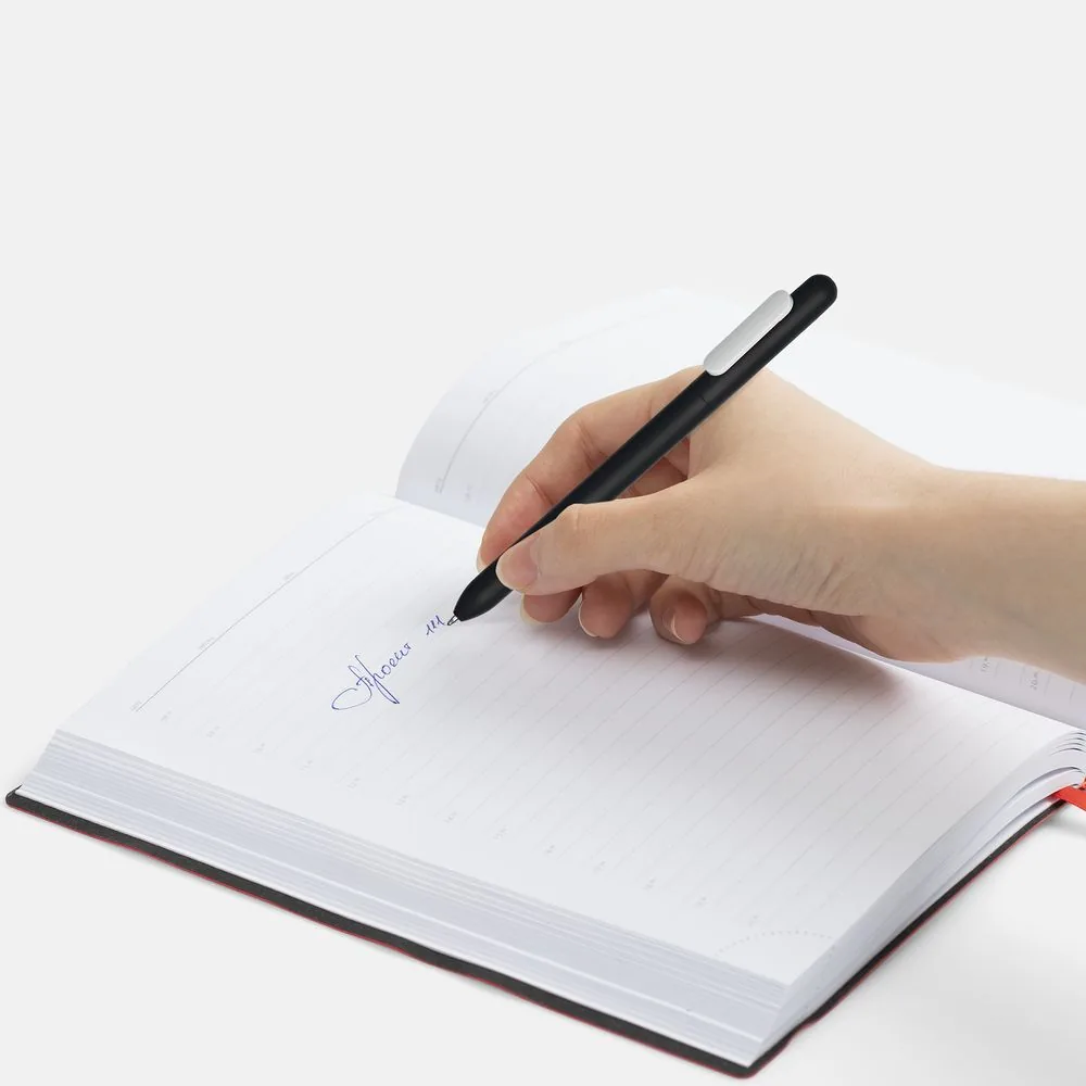 Ручка шариковая Swiper Soft Touch, черная с белым фото 5