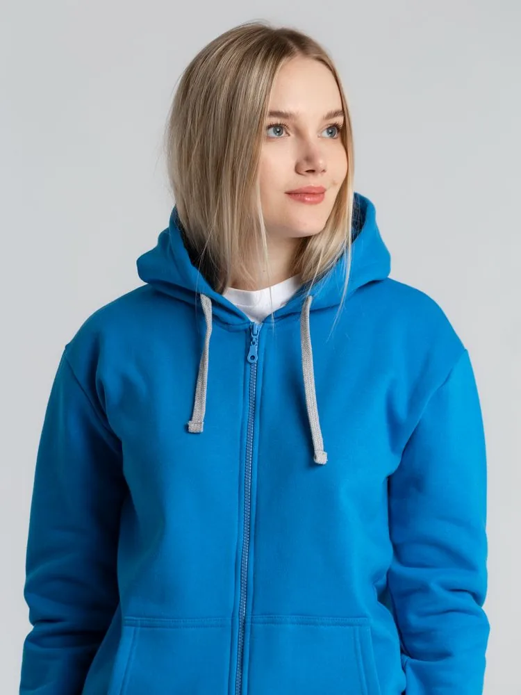 Толстовка с капюшоном на молнии Unit Siverga Heavy, бирюзовая, размер XS фото 9