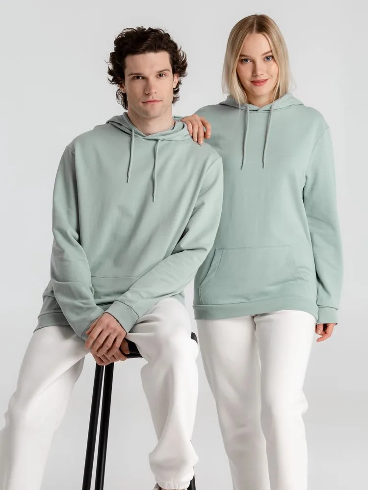 Толстовка с капюшоном унисекс Hoodie, серо-зеленая, размер S фото 14