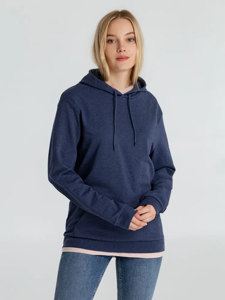 Толстовка с капюшоном унисекс Hoodie, синий меланж, размер S фото 7