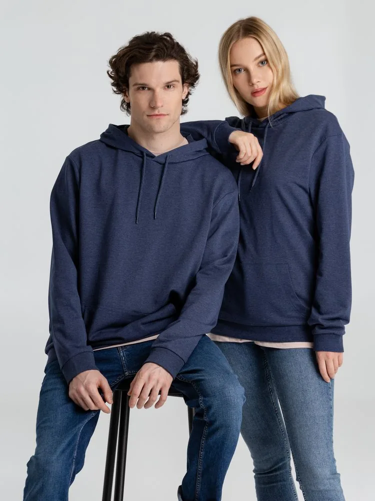 Толстовка с капюшоном унисекс Hoodie, синий меланж, размер S фото 17