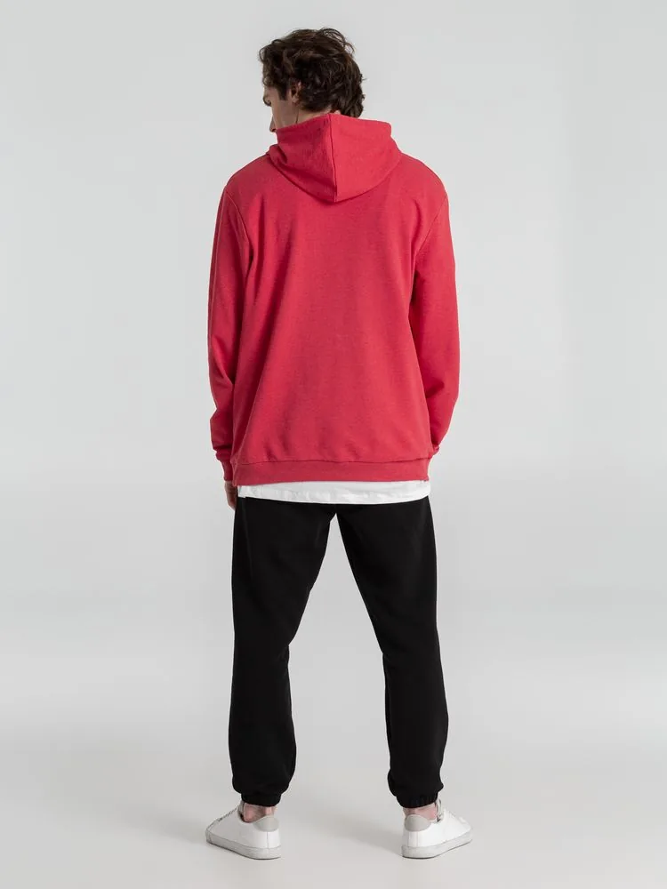 Толстовка с капюшоном унисекс Hoodie, красный меланж, размер M фото 11