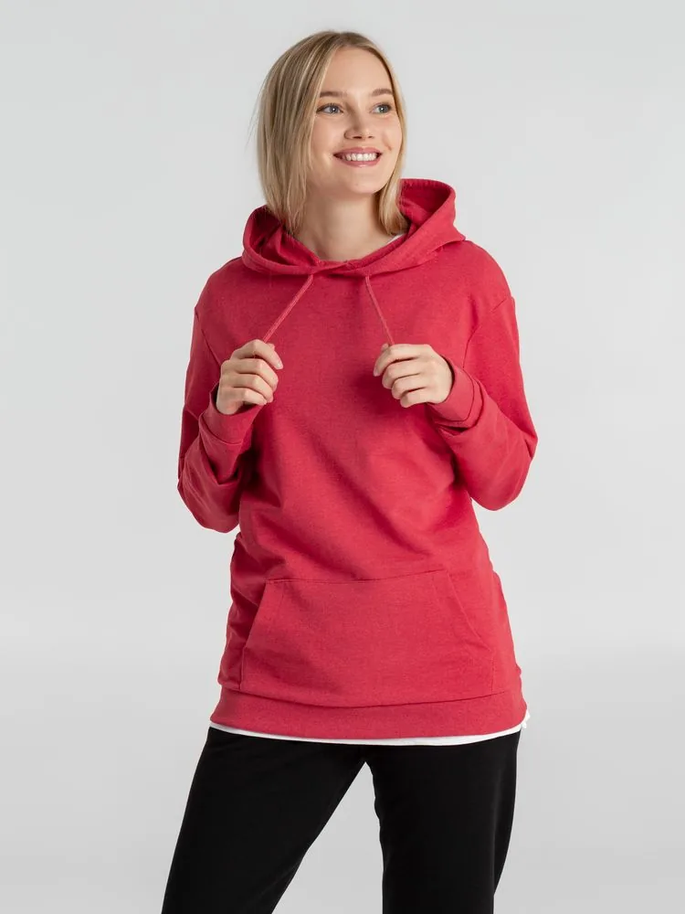 Толстовка с капюшоном унисекс Hoodie, красный меланж, размер XS фото 12