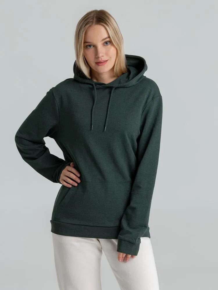 Толстовка с капюшоном унисекс Hoodie, темно-зеленый меланж, размер XS фото 7