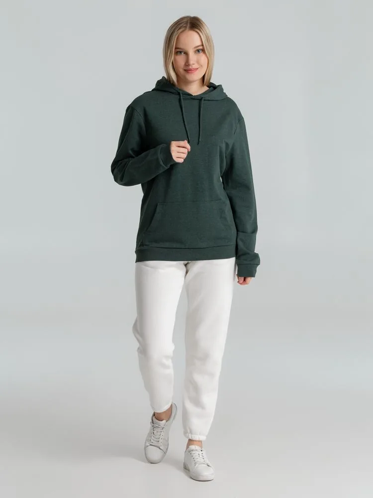 Толстовка с капюшоном унисекс Hoodie, темно-зеленый меланж, размер XS фото 8