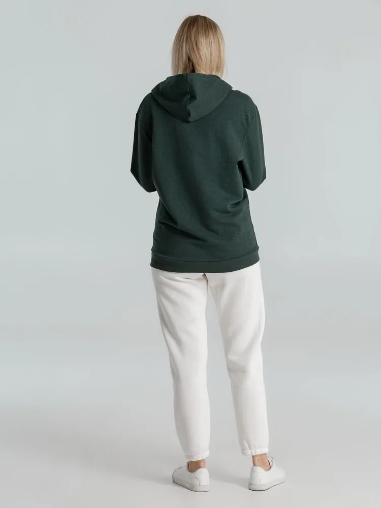 Толстовка с капюшоном унисекс Hoodie, темно-зеленый меланж, размер XS фото 10