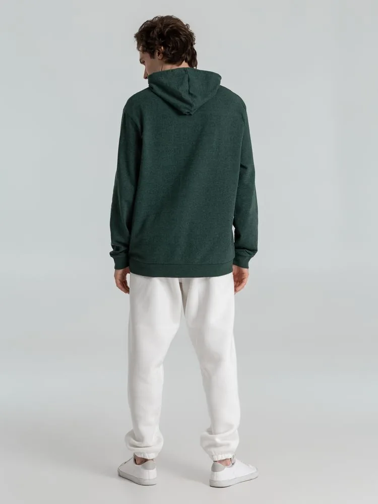 Толстовка с капюшоном унисекс Hoodie, темно-зеленый меланж, размер XS фото 14