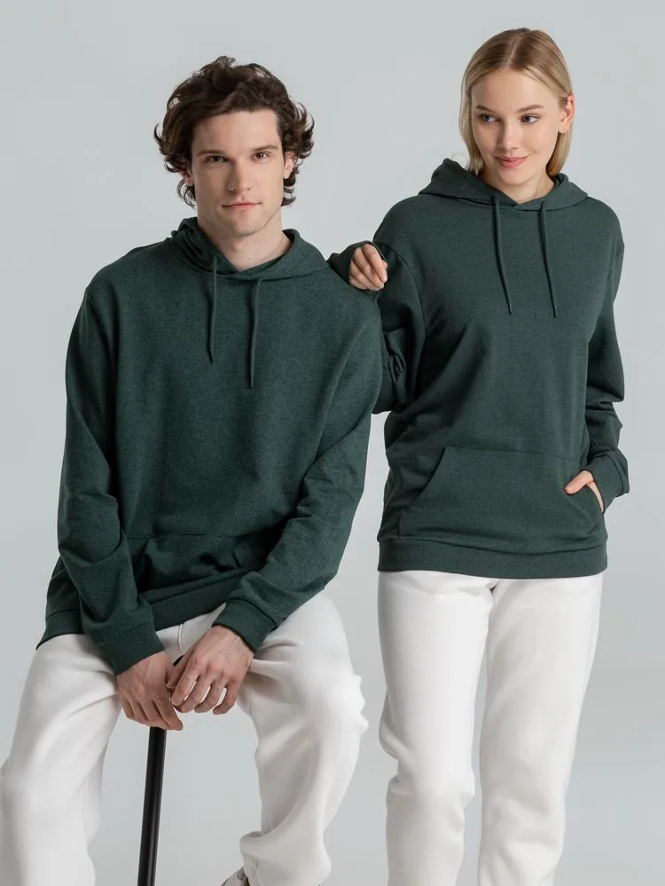 Толстовка с капюшоном унисекс Hoodie, темно-зеленый меланж, размер XS фото 15