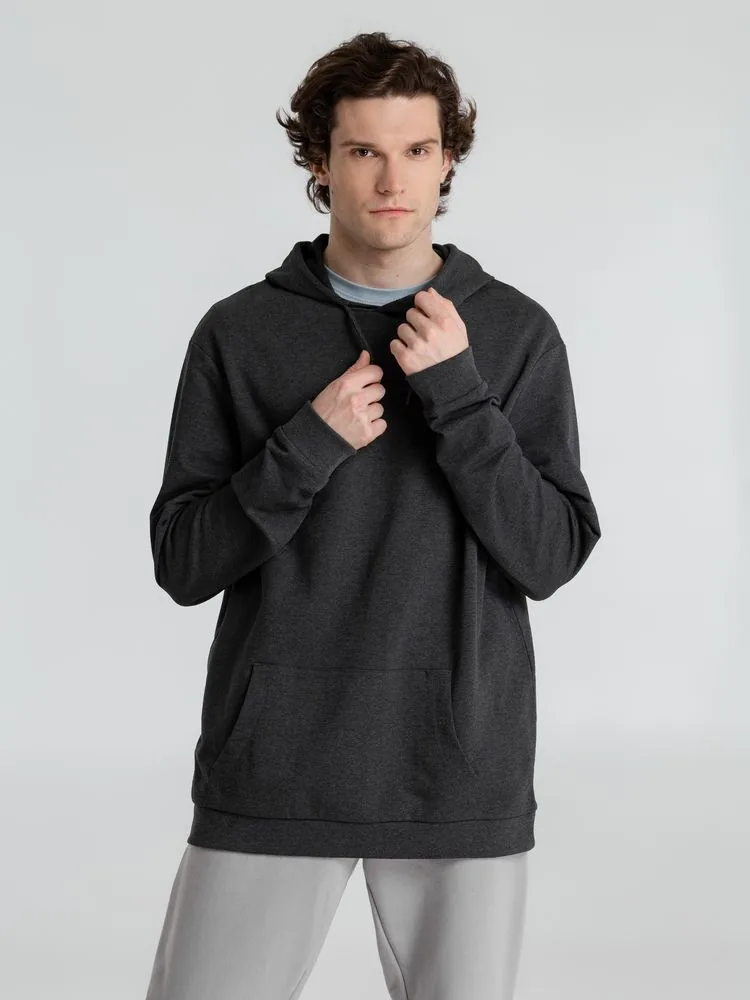 Толстовка с капюшоном унисекс Hoodie, серый меланж (антрацит), размер S фото 7
