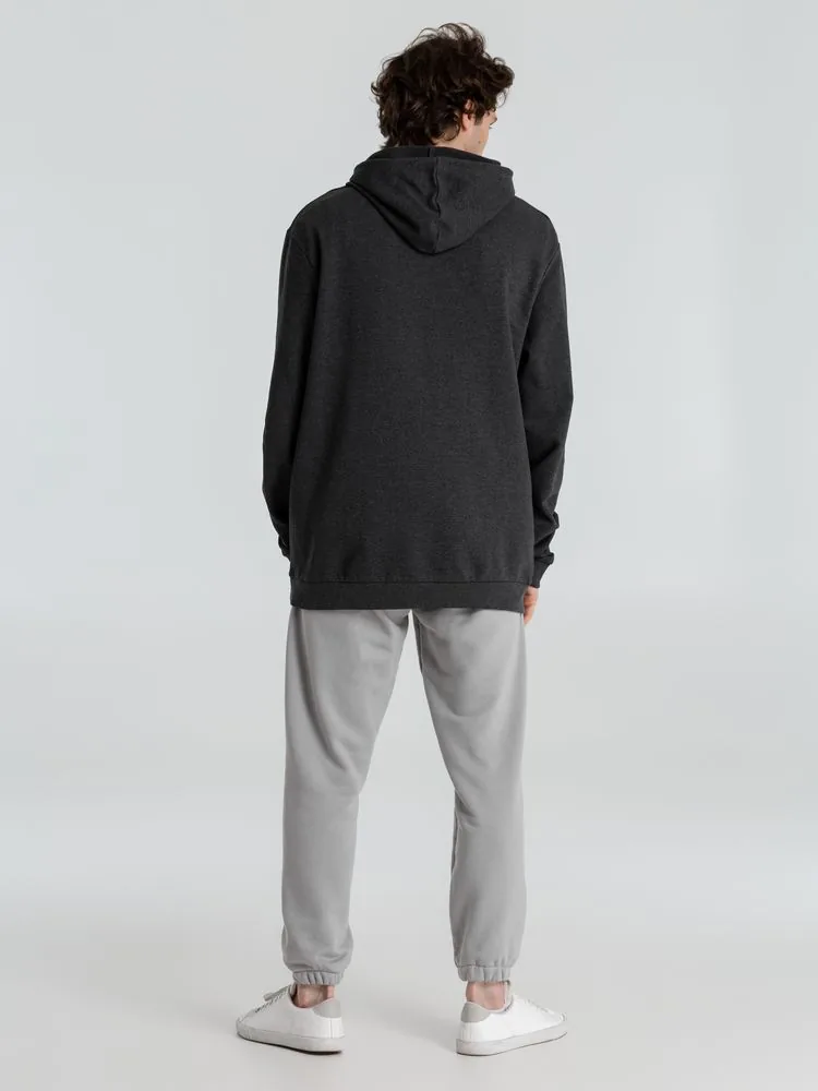 Толстовка с капюшоном унисекс Hoodie, серый меланж (антрацит), размер XS фото 12