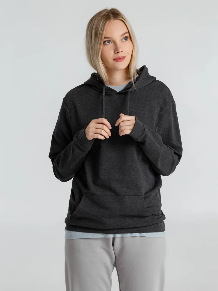 Толстовка с капюшоном унисекс Hoodie, серый меланж (антрацит), размер XS фото 13