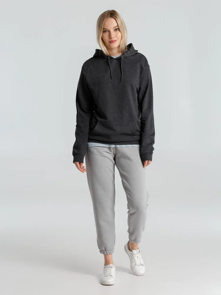 Толстовка с капюшоном унисекс Hoodie, серый меланж (антрацит), размер XS фото 16