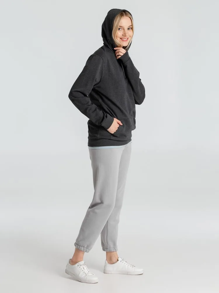 Толстовка с капюшоном унисекс Hoodie, серый меланж (антрацит), размер XS фото 17