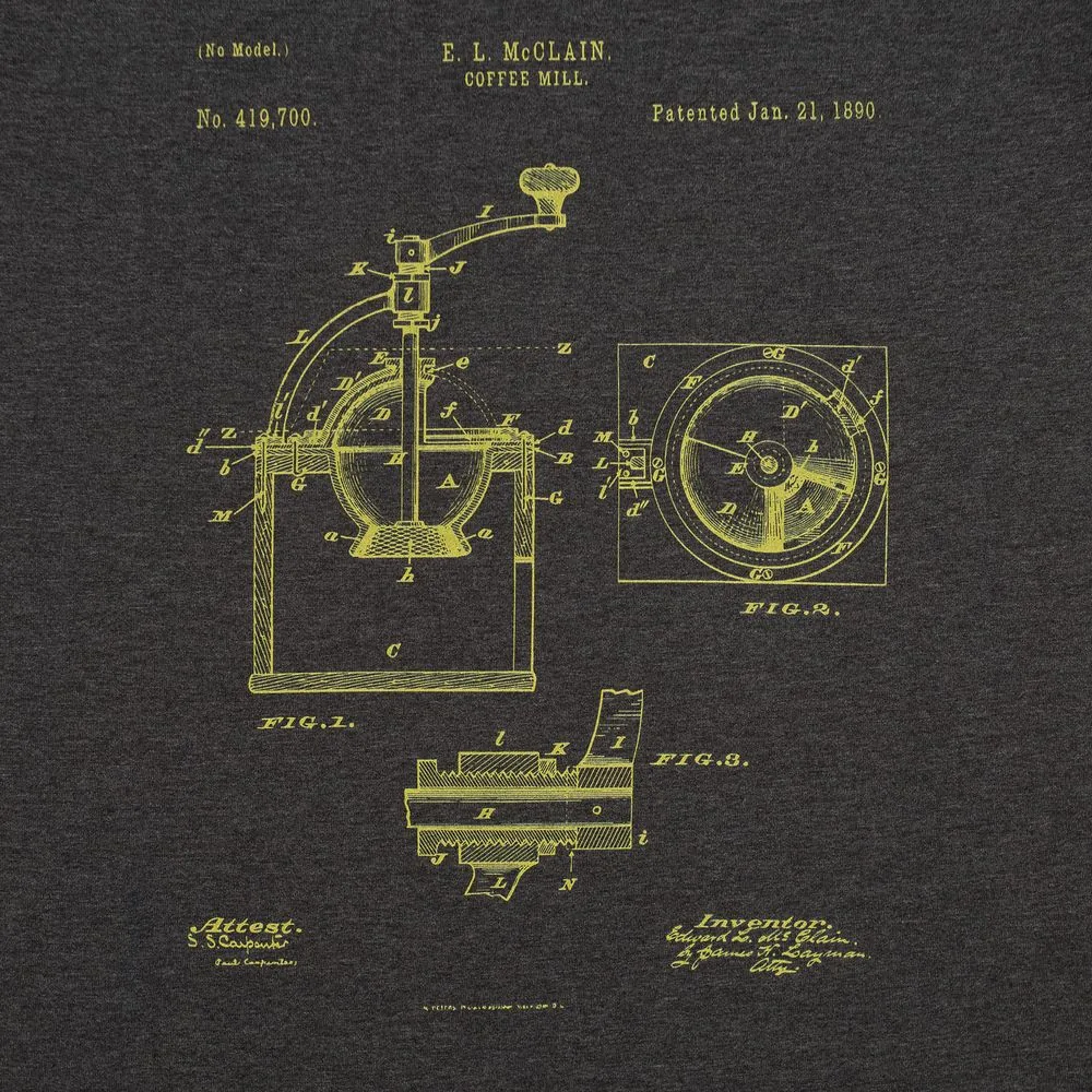 Футболка приталенная Old Patents. Coffee Mill, черный меланж, размер S фото 4