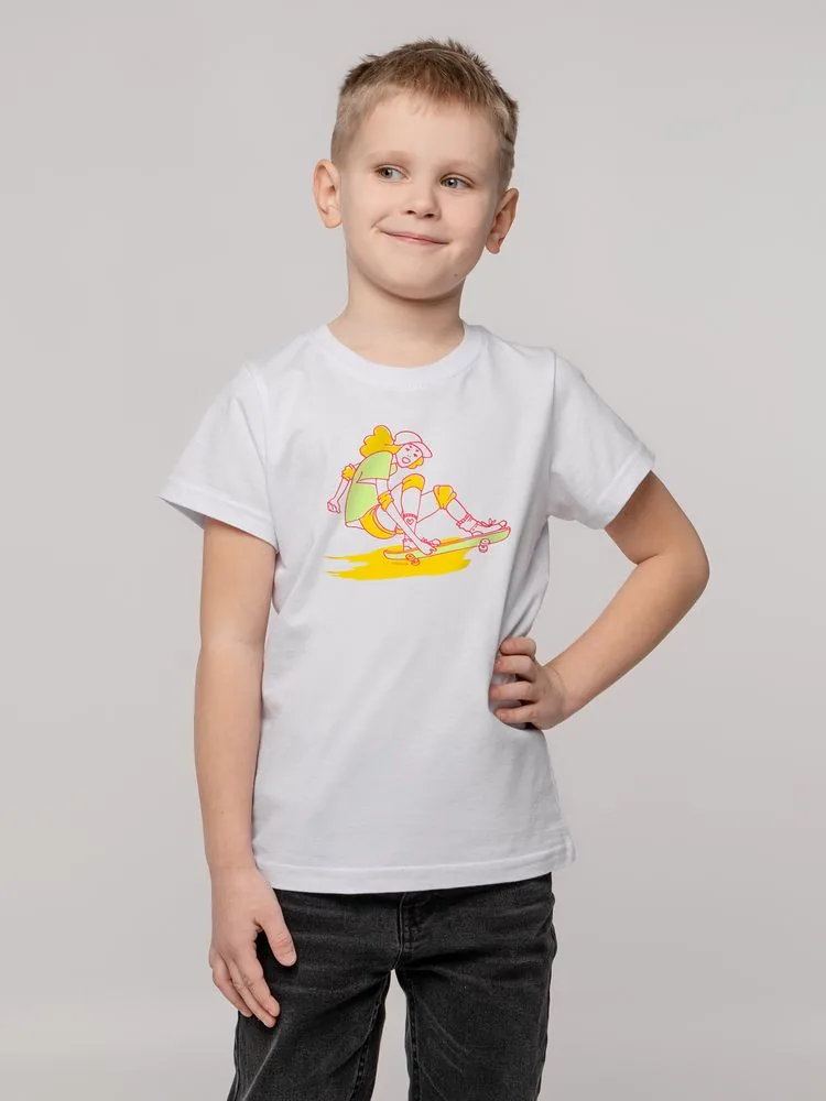 Футболка детская Skateboard, белая, 10 лет фото 3