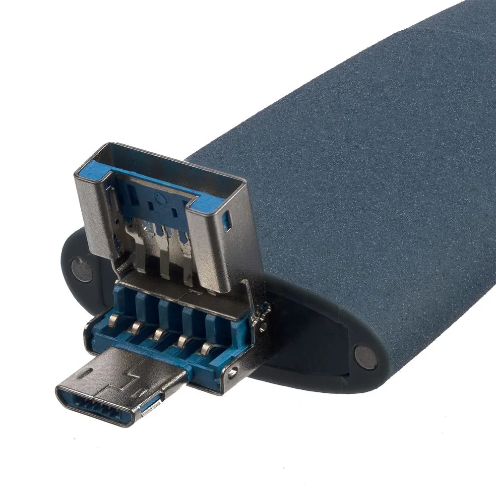Флешка Pebble Universal, USB 3.0, серо-синяя, 32 Гб фото 3