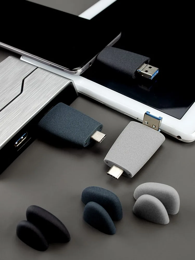 Флешка Pebble Universal, USB 3.0, серо-синяя, 32 Гб фото 13