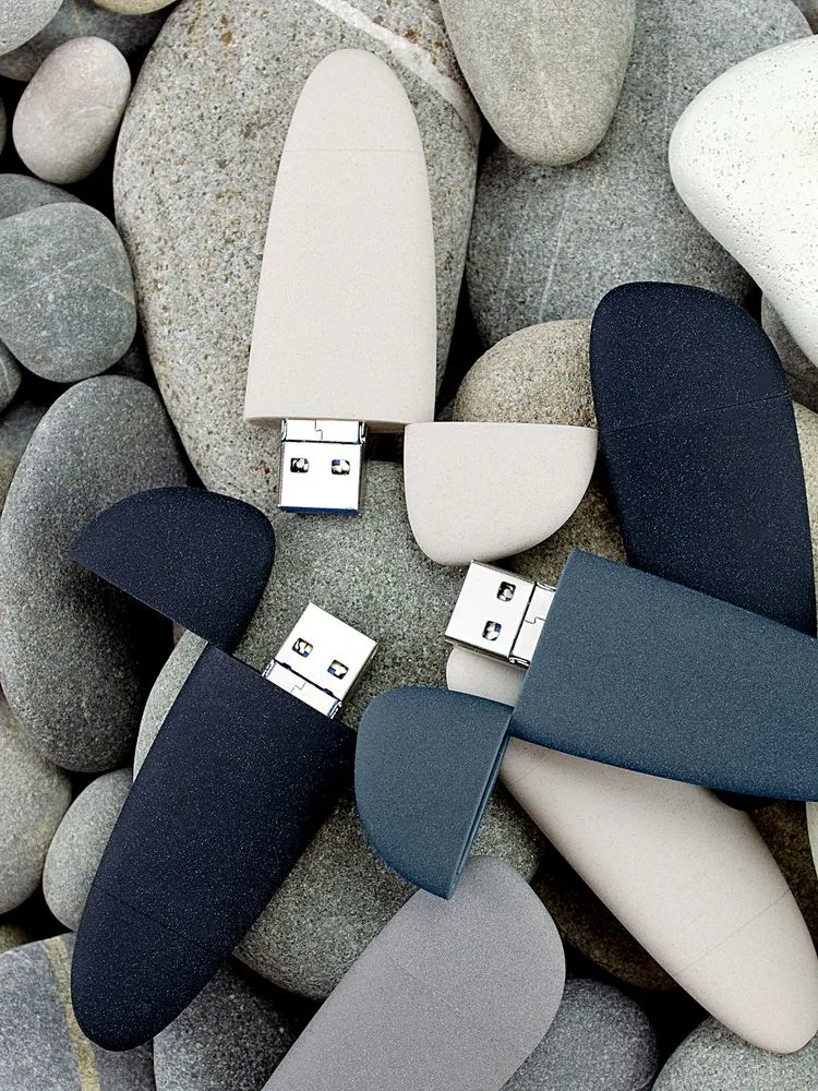 Флешка Pebble Universal, USB 3.0, серо-синяя, 32 Гб фото 14
