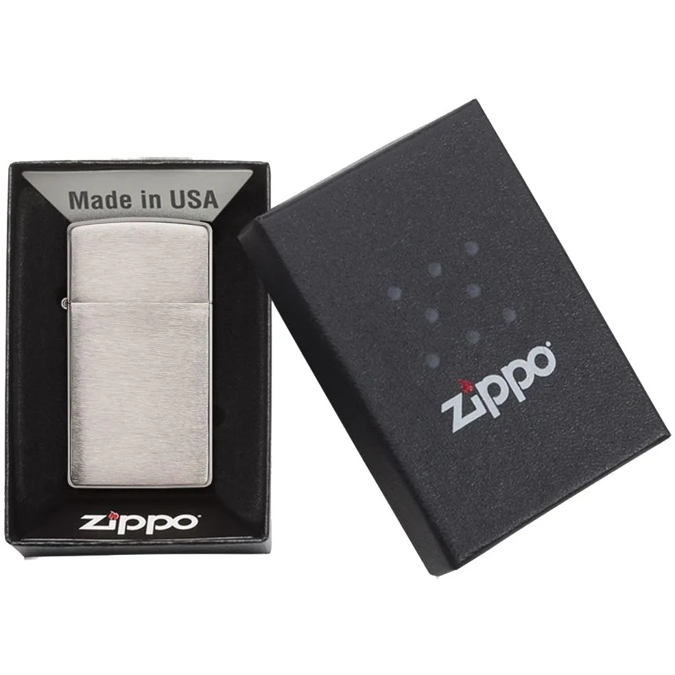 Зажигалка Zippo Slim Brushed, матовая серебристая фото 3