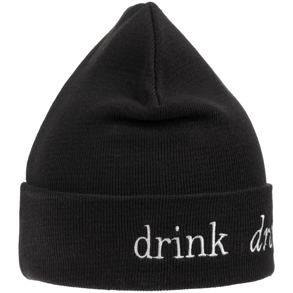 Шапка с вышивкой Drunk, черная фото 5