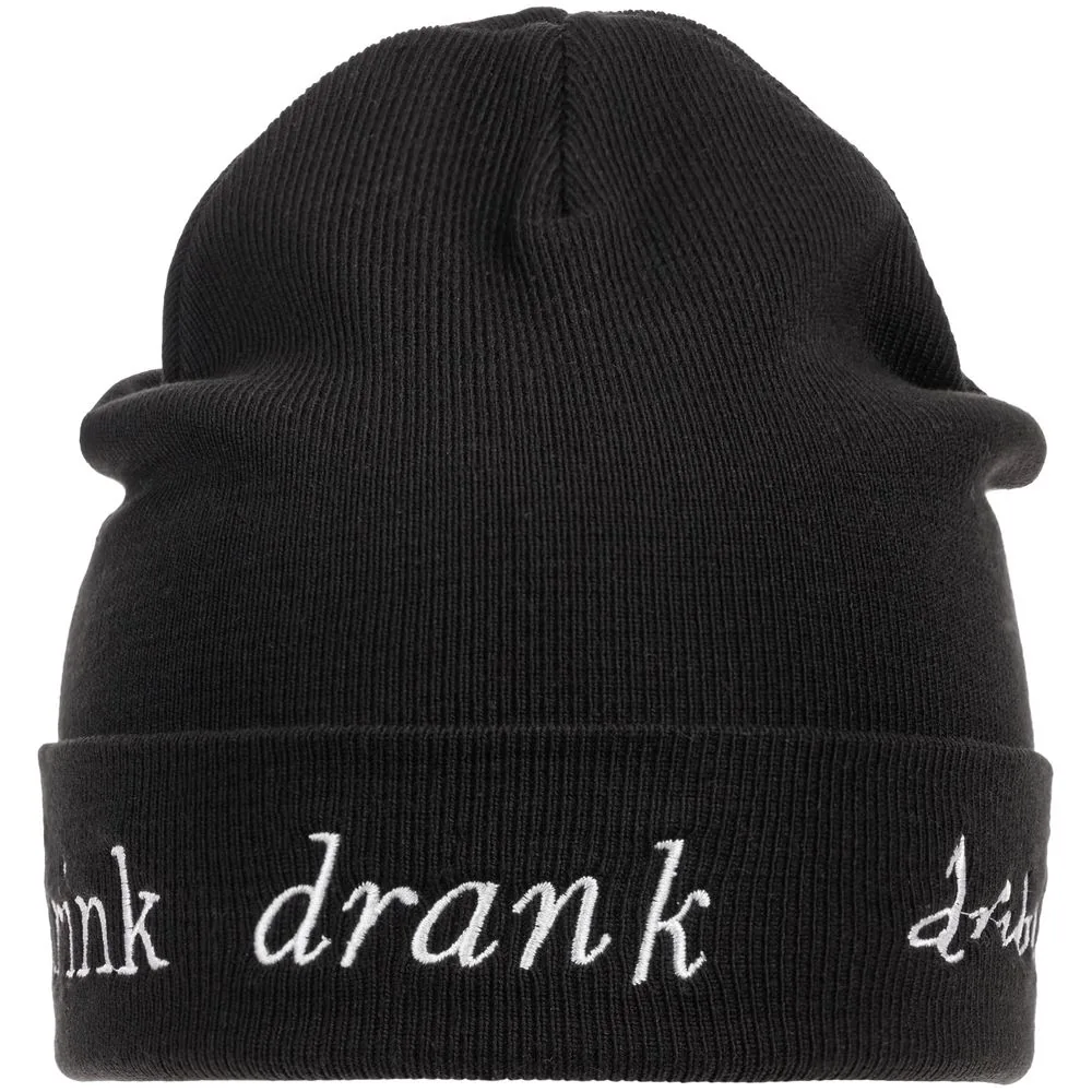 Шапка с вышивкой Drunk, черная фото 6
