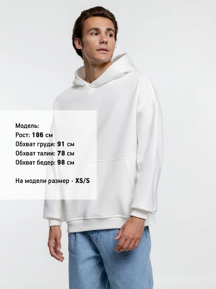 Худи оверсайз Kulonga Comfort Heavy, молочно-белое, размер XS/S фото 8
