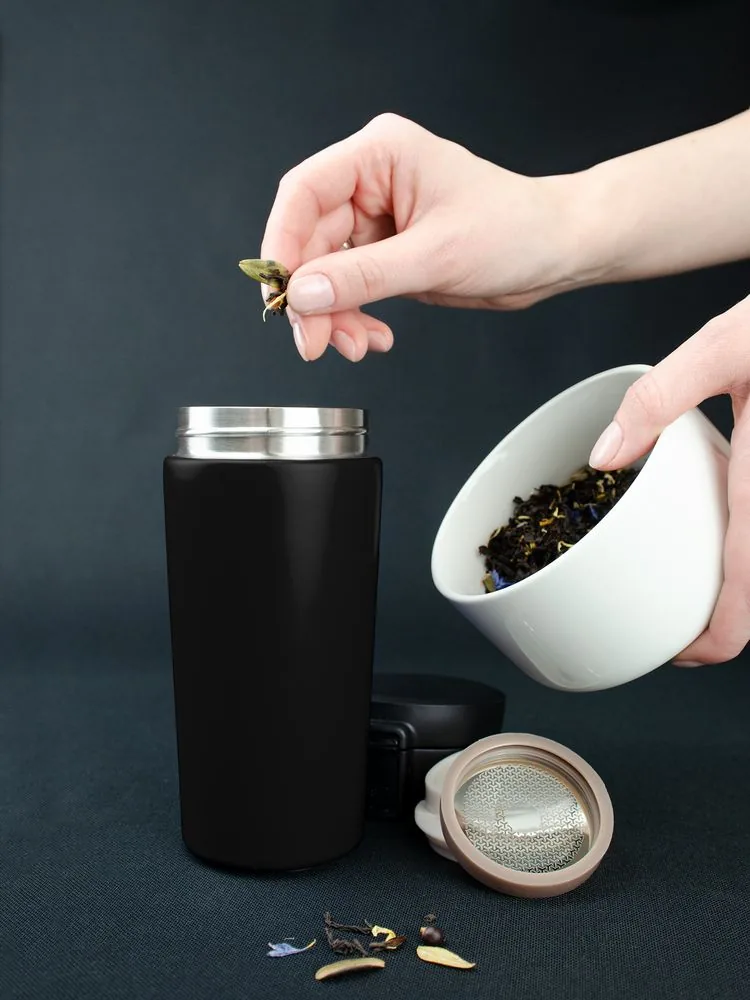 Термостакан с ситечком No Leak Infuser, черный фото 9