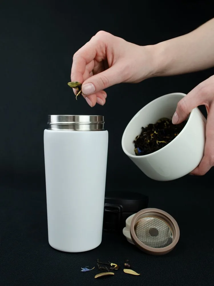 Термостакан с ситечком No Leak Infuser, белый фото 9