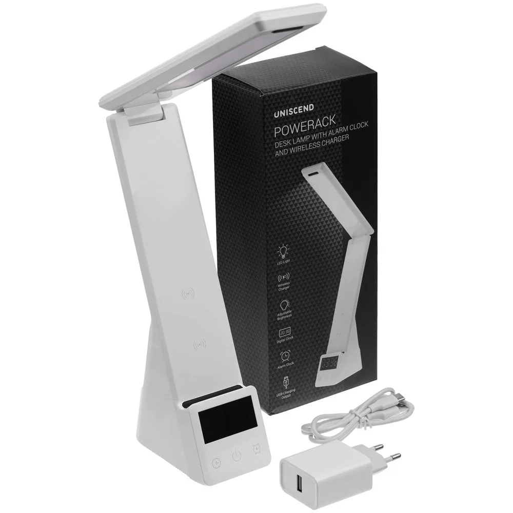 Лампа с беспроводной зарядкой смартфона и часов Powerack, белая фото 14