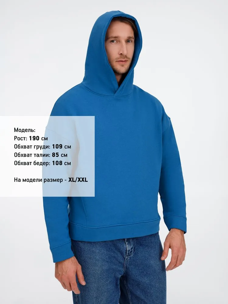 Худи оверсайз унисекс Tolla, синее (джинс), размер XL/2XL фото 13