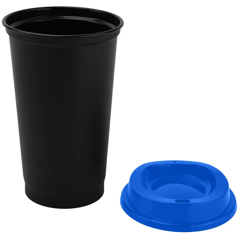 Стакан с крышкой Color Cap Black, черный с синим фото 3