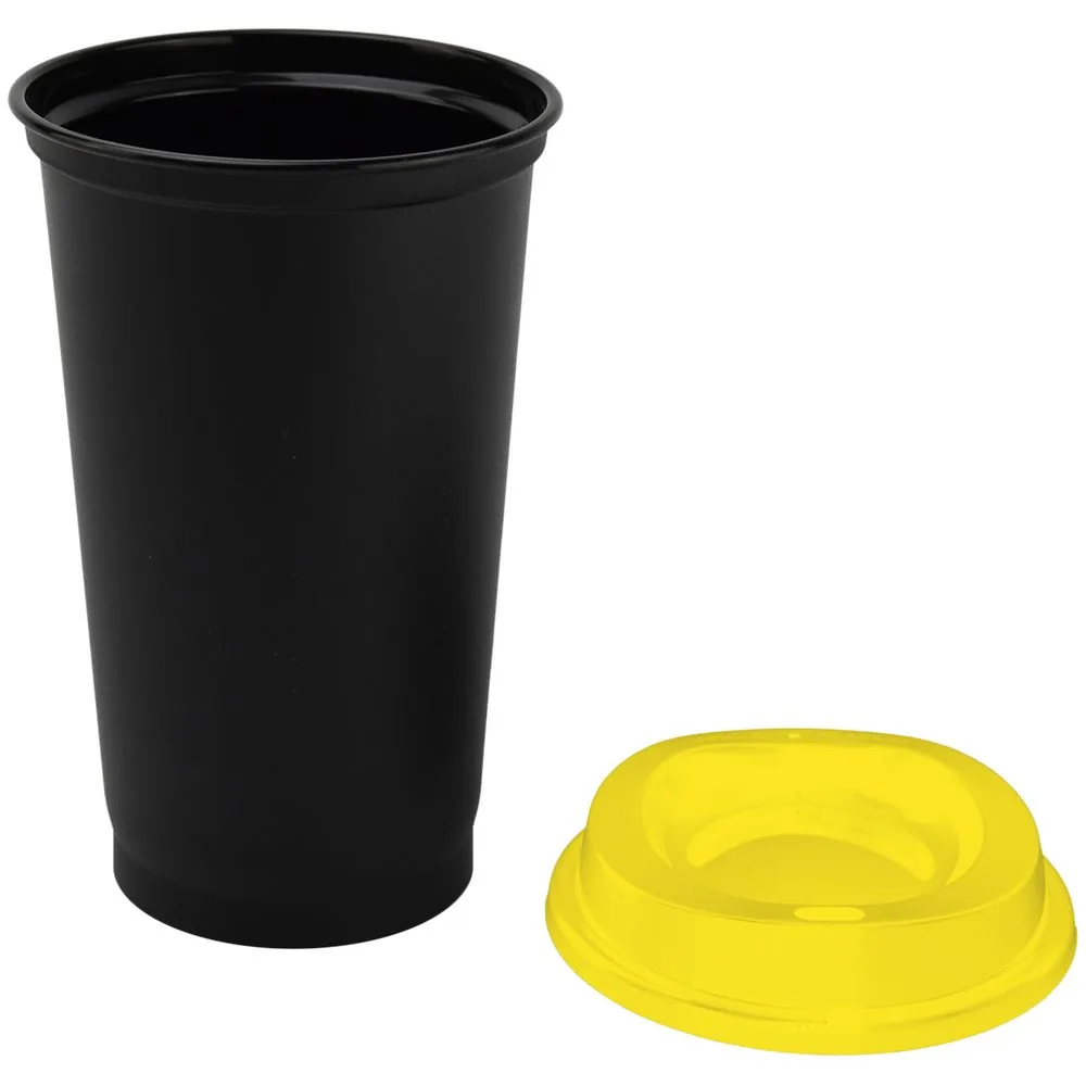 Стакан с крышкой Color Cap Black, черный с желтым фото 3