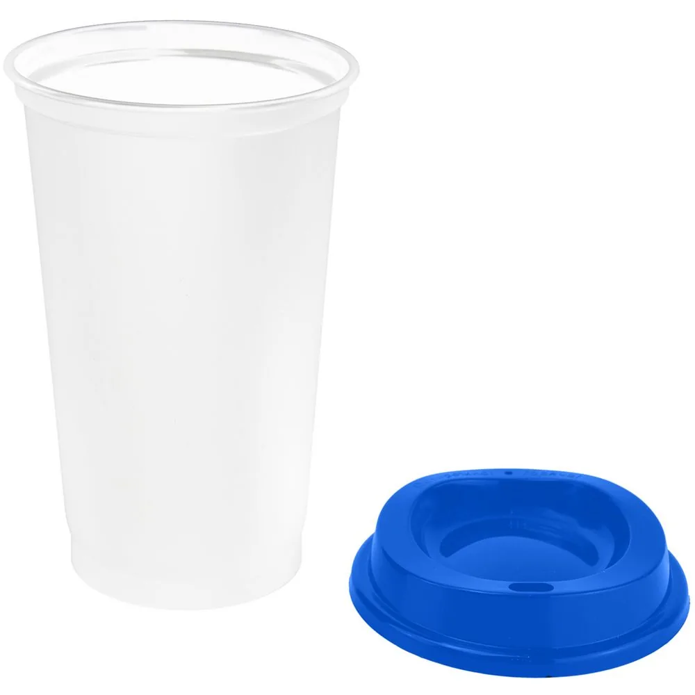 Стакан с крышкой Color Cap White, белый с синим фото 3