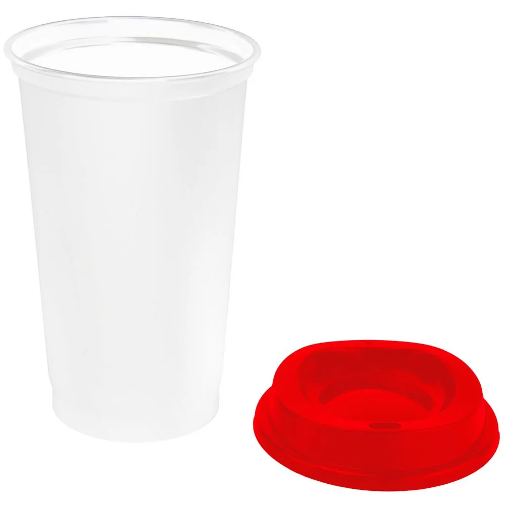 Стакан с крышкой Color Cap White, белый с красным фото 3