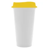 Стакан с крышкой Color Cap White, белый с желтым фото 2
