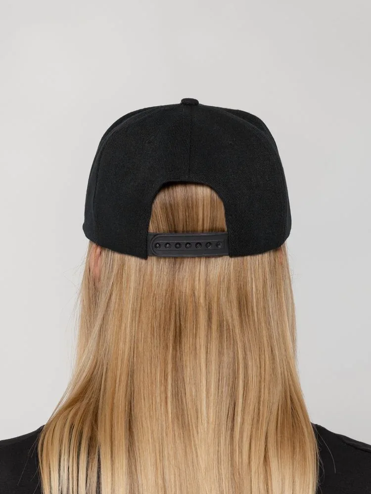 Бейсболка Snapback с прямым козырьком, черная фото 8