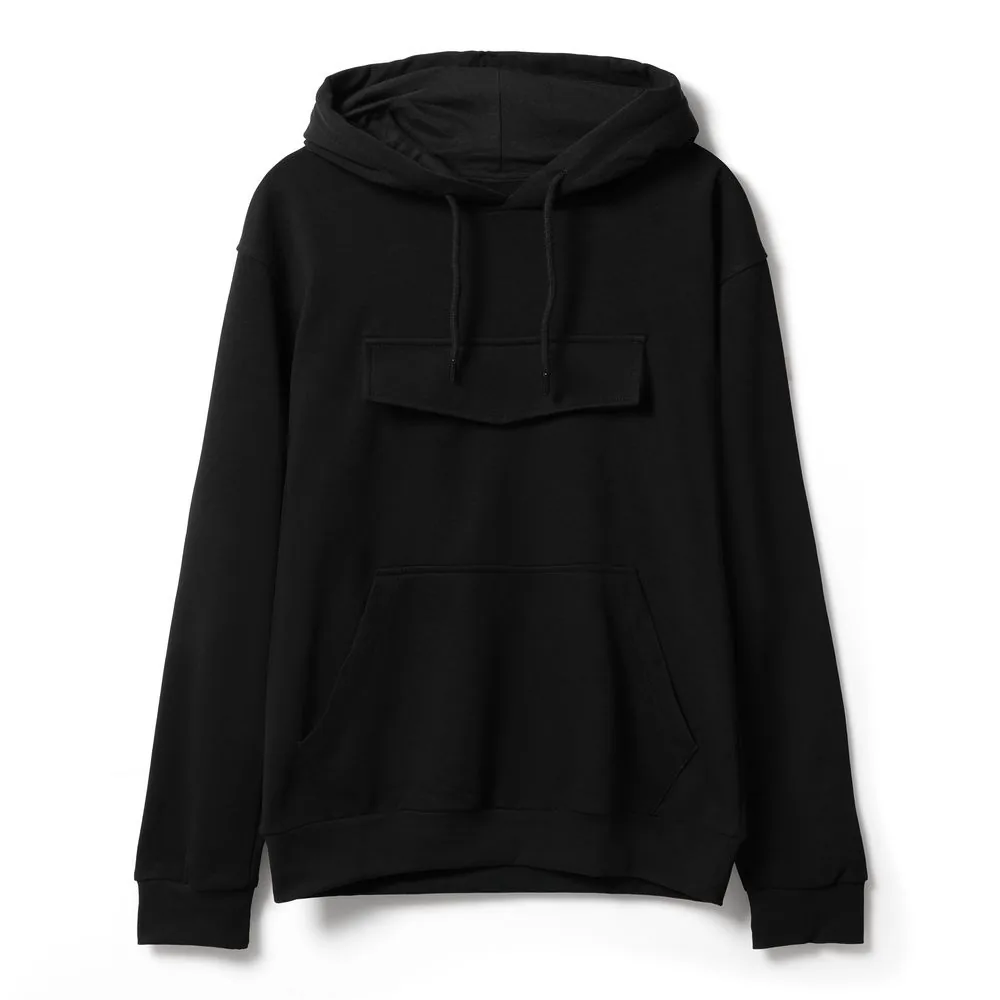 Худи унисекс с карманом на груди Chest Pocket, черное, размер XS/S фото 3