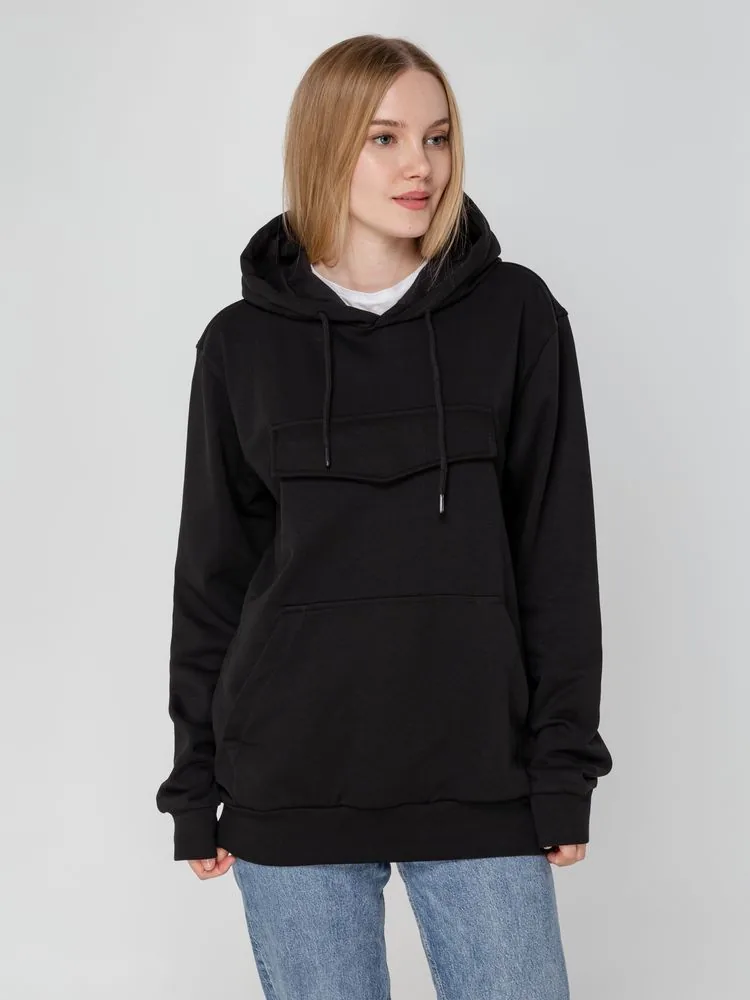 Худи унисекс с карманом на груди Chest Pocket, черное, размер XS/S фото 9