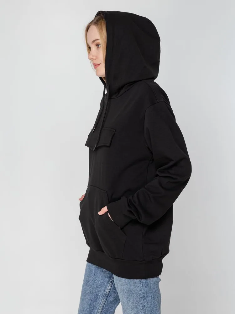 Худи унисекс с карманом на груди Chest Pocket, черное, размер M/L фото 11