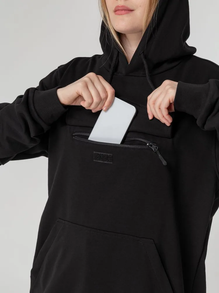 Худи унисекс с карманом на груди Chest Pocket, черное, размер M/L фото 12