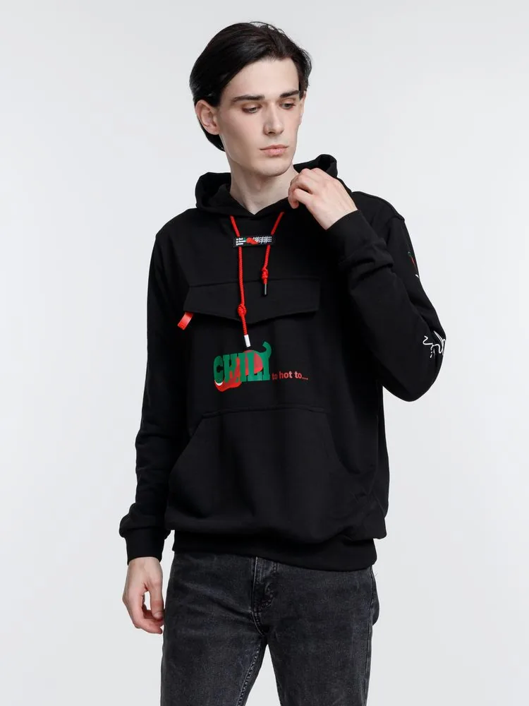 Худи унисекс с карманом на груди Chest Pocket, черное, размер M/L фото 17