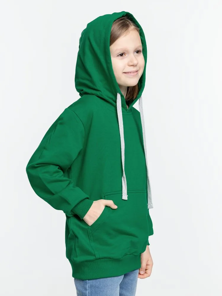 Толстовка с капюшоном детская Kirenga Kids, зеленая, 10 лет фото 8