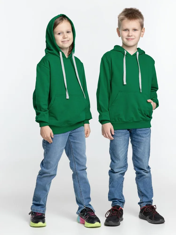 Толстовка с капюшоном детская Kirenga Kids, зеленая, 10 лет фото 10