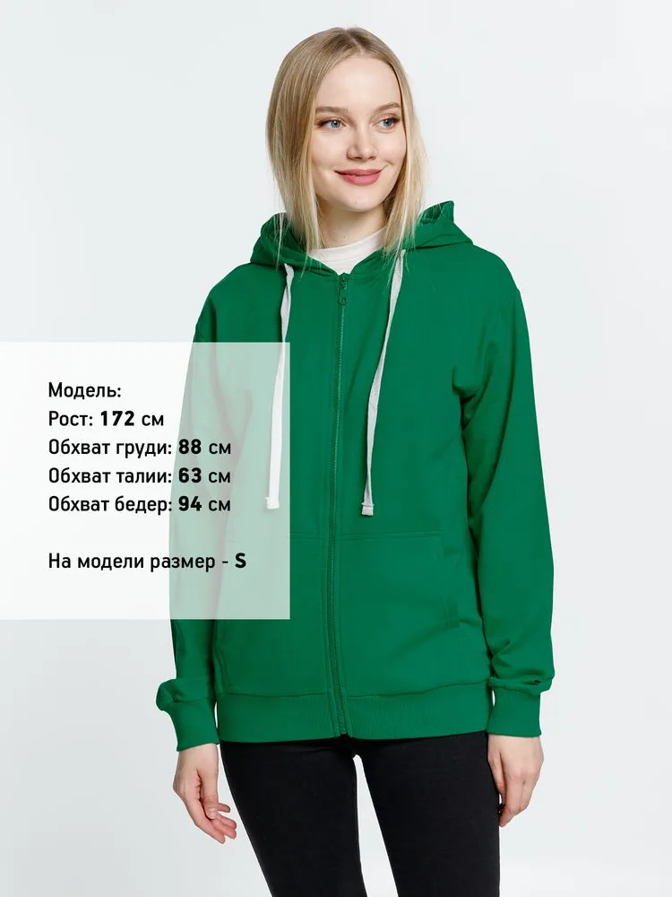 Толстовка на молнии с капюшоном Siverga, зеленая, размер S фото 4