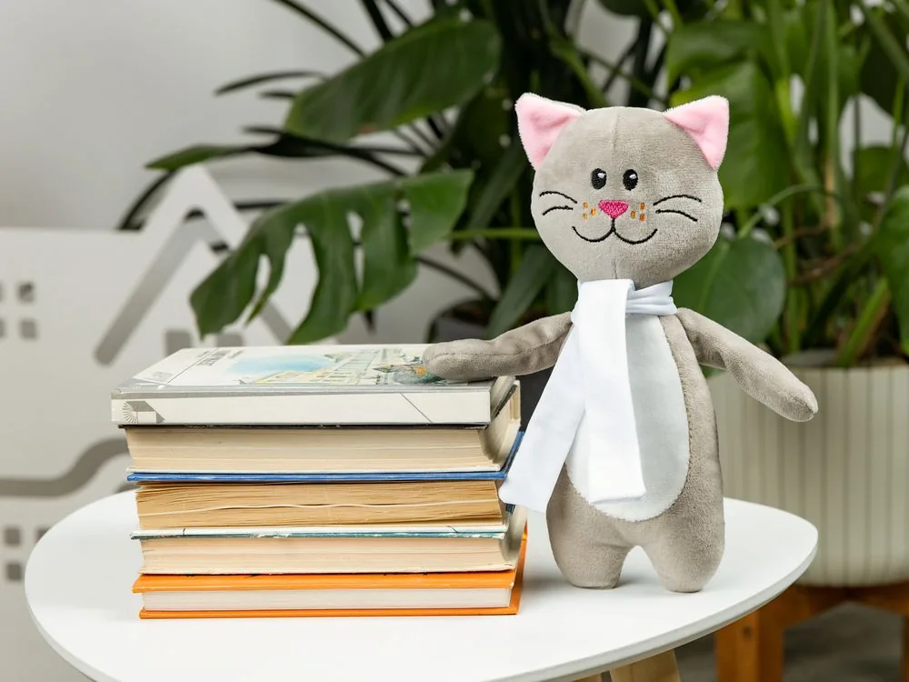 Мягкая игрушка Beastie Toys, котик с белым шарфом фото 6