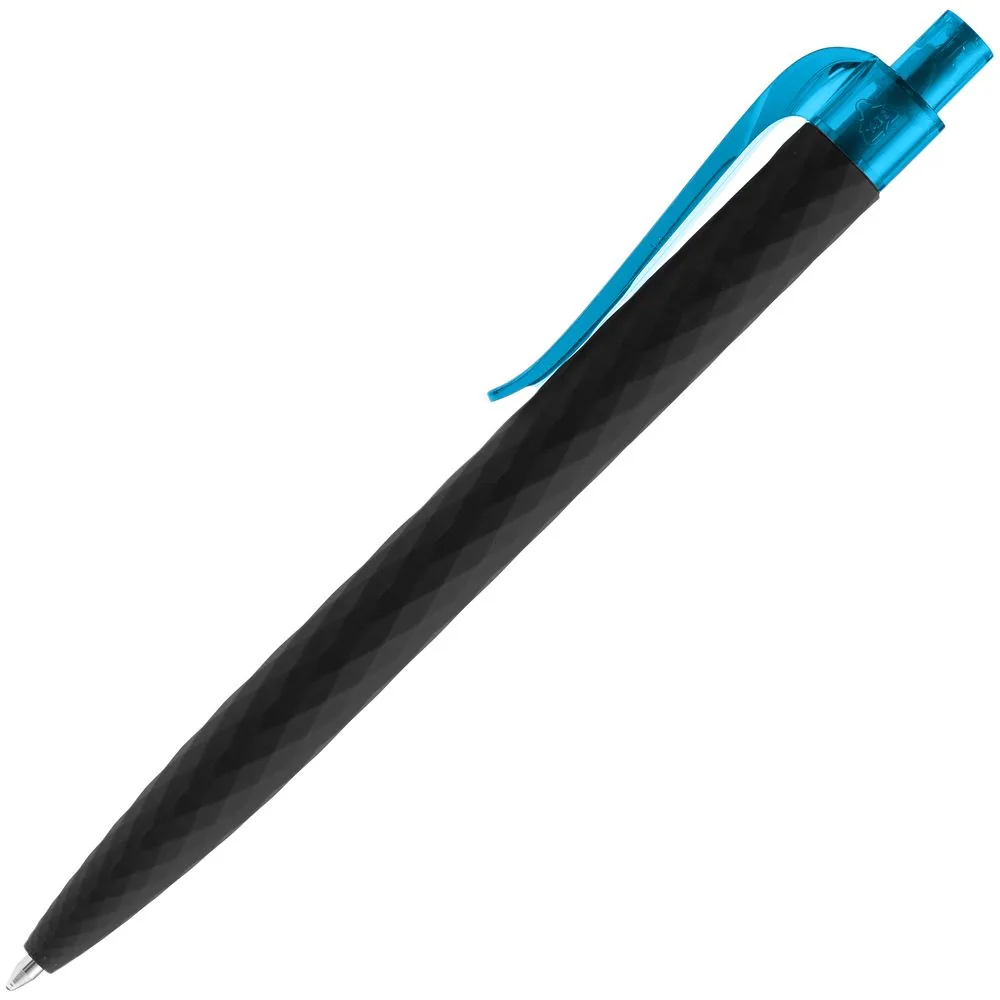 Ручка шариковая Prodir QS01 PRT-T Soft Touch, черная с голубым фото 3