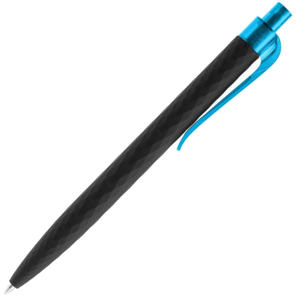 Ручка шариковая Prodir QS01 PRT-T Soft Touch, черная с голубым фото 4