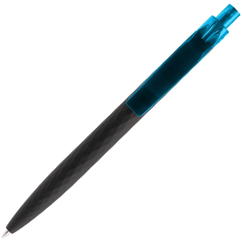 Ручка шариковая Prodir QS01 PRT-T Soft Touch, черная с голубым фото 5
