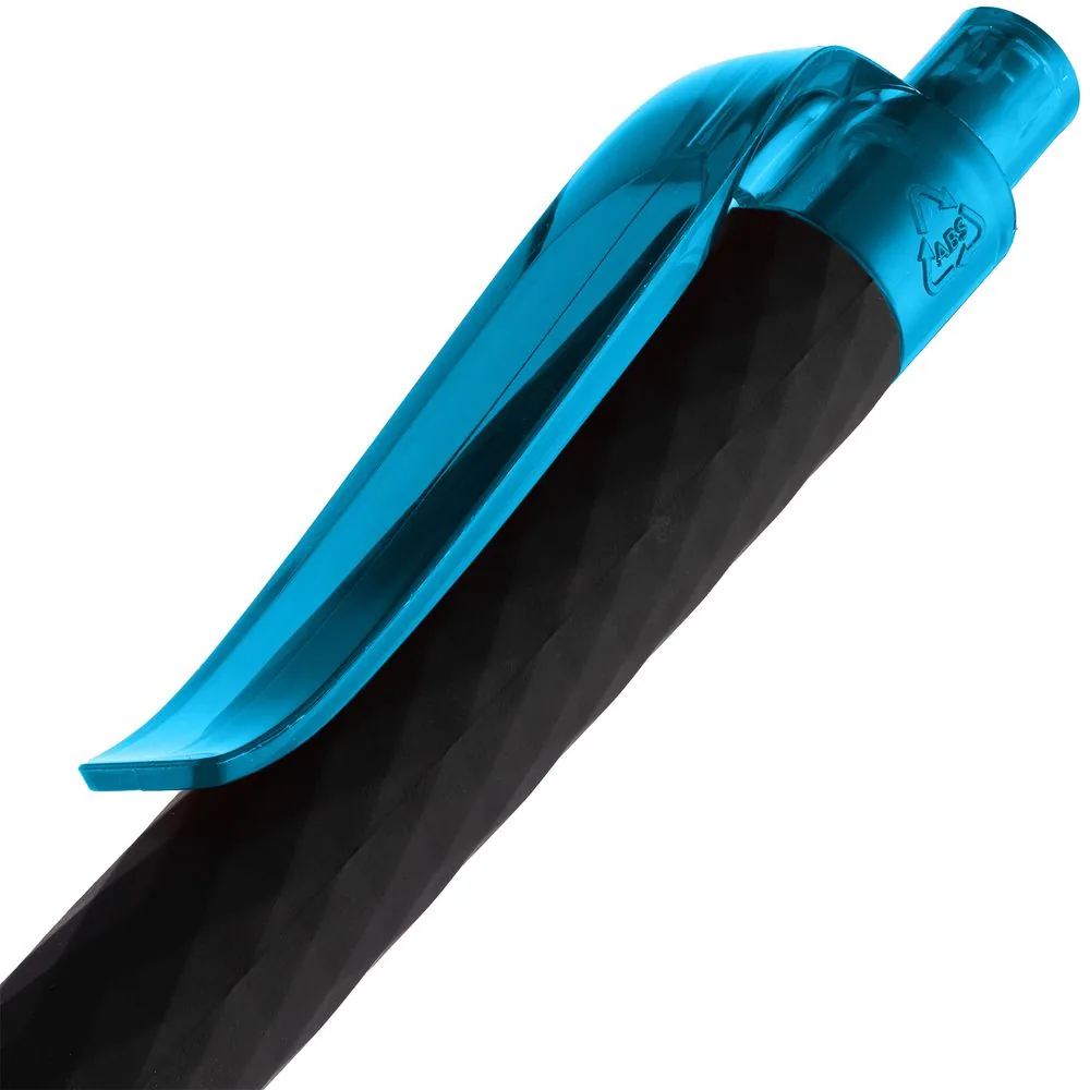 Ручка шариковая Prodir QS01 PRT-T Soft Touch, черная с голубым фото 6